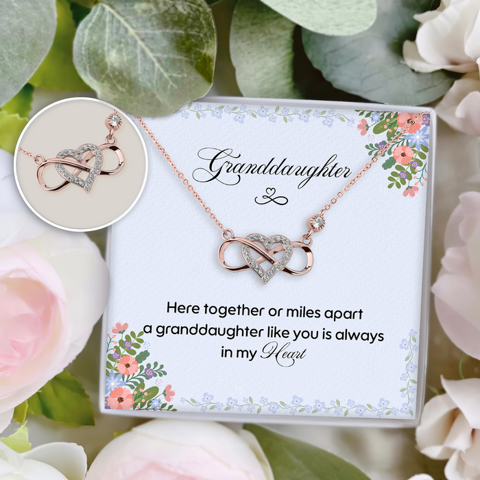 Granddaughter, You Are Always In My Heart - Gift For Granddaughter - S925 Infinity Heart Necklace with Message Card