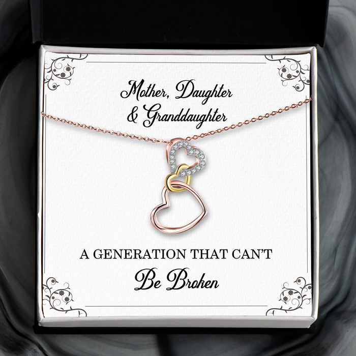 A Generation That Can't Be Broken - Gift For Family, Mother, Daughter And Granddaughter, Mother's Day Gift - S925 Heart Generation Necklace with Message Card