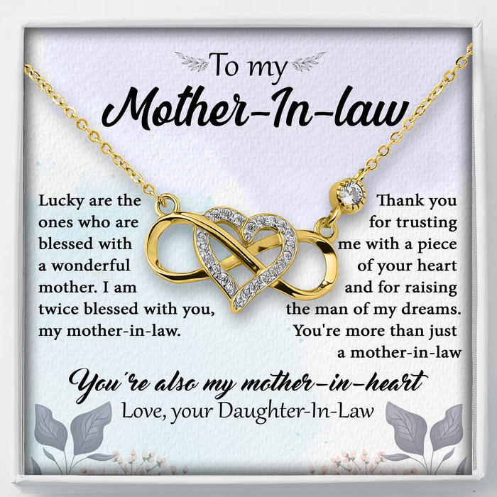 You Are Also My Mother in heart - Gift For Mother-in-law, Mother's Day Gift - Infinity Heart Necklace with Message Card