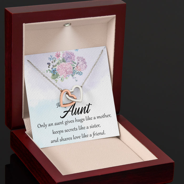 Only An Aunt Gives Hurt Like A Mother - Gift For Aunt From Niece, Mother's Day Gift - Interlocking Heart Necklace with Message Card