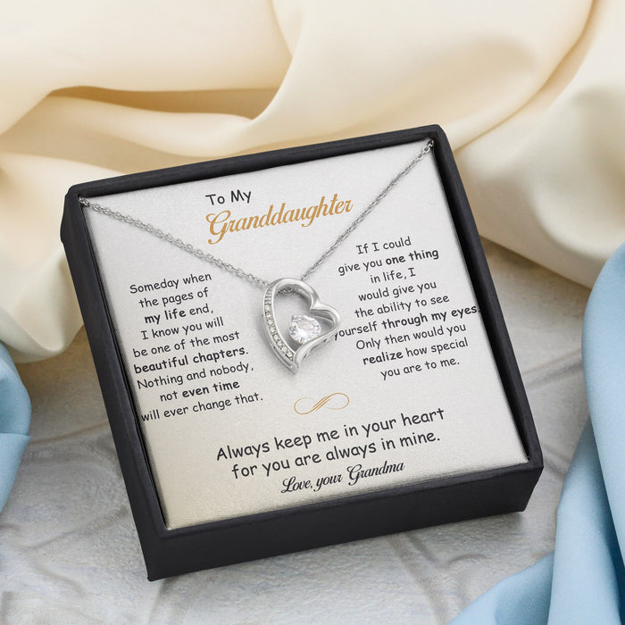 To My Granddaughter, You Are Always In Mine - Gift For Granddaughter From Grandma - Forever Love Necklace with Message Card