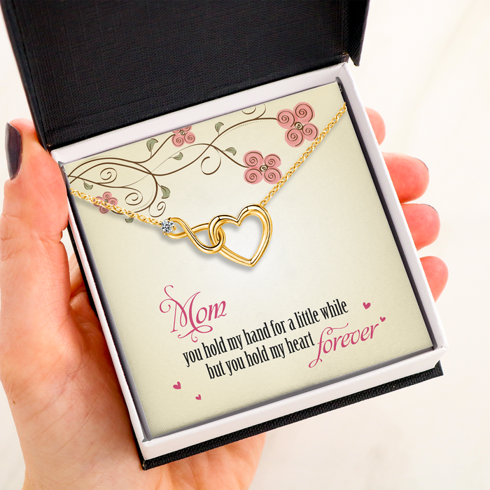 Mom You Hold My Heart Forever - Gift For Mom, Mother's Day Gift - S925 Infinity Heart Necklace with Message Card