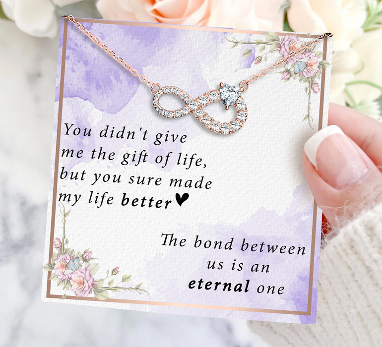 You Sure Made My Life Better - Gift For Stepmom, Bonus Mom, Mother's Day Gift - Infinity Cubic Necklace with Message Card