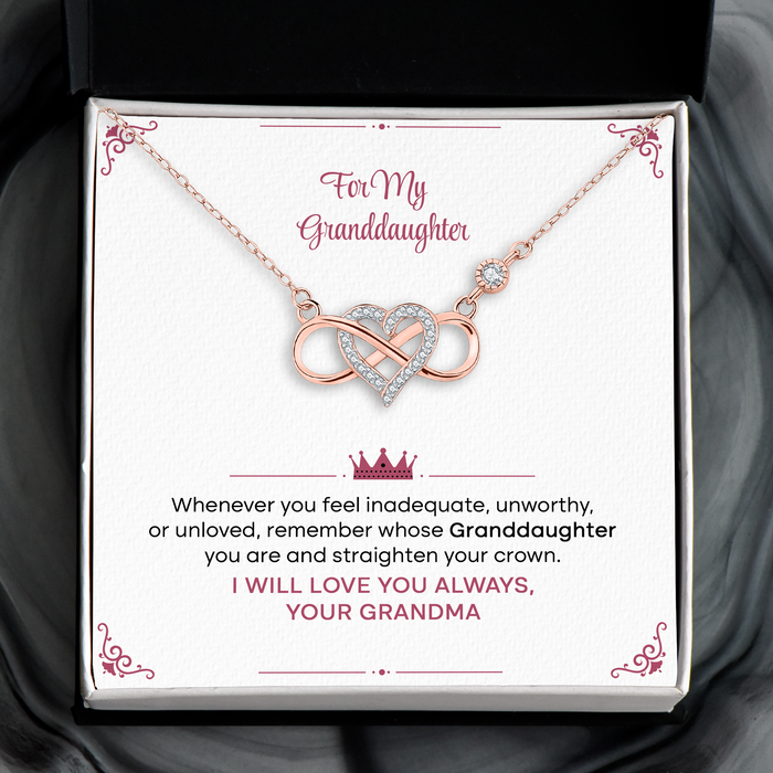 My Granddaughter, I Will Love You Always - Gift For Granddaughter From Grandma - S925 Infinity Heart Necklace with Message Card