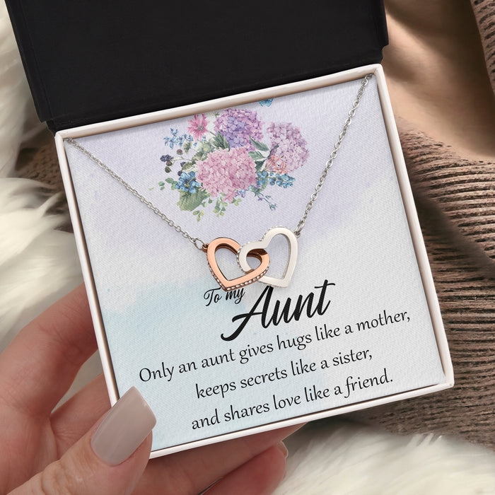 Only An Aunt Gives Hurt Like A Mother - Gift For Aunt From Niece, Mother's Day Gift - Interlocking Heart Necklace with Message Card
