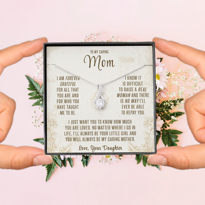 To My Caring Mom, You Are Loved - Gift For Mother From Daughter, Mother's day Gift  - Alluring Necklace with Message Card