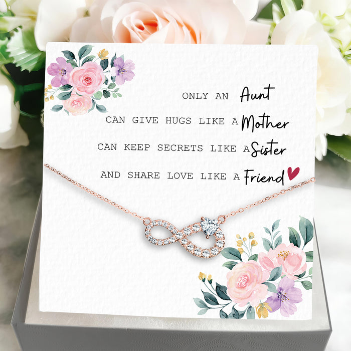 Only An Aunt Can Gives Hurt Like A Mother - Gift For Aunt From Niece, Mother's Day Gift - S925 Infinity Necklace with Message Card
