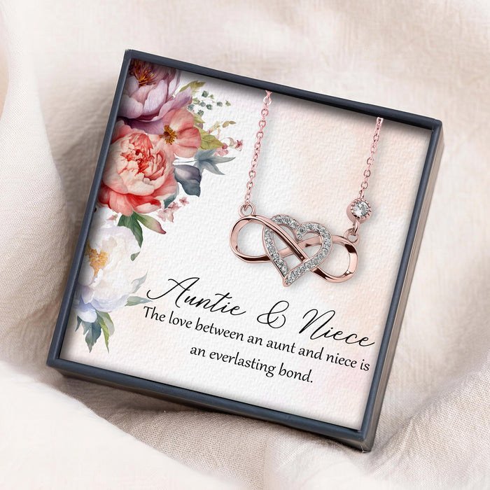The Love Between An Aunt & Niece Is An Everlasting Bond - Gift For Aunt From Niece, Mother's Day Gift - S925 Infinity Heart Necklace with Message Card