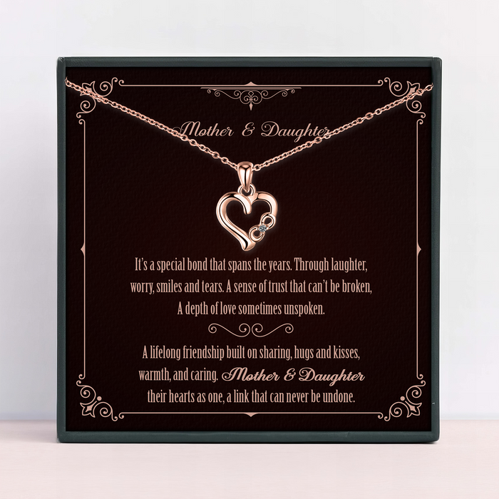 Mother And Daughter A Depth Of Love Somtimes Unspoken - Gift For Mom And Daughter, Mother's Day Gift - S925 Dainty Chain Necklace with Message Card