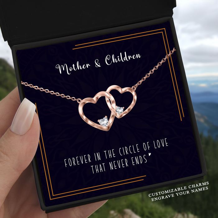 Forever In The Circle Of Love - Gift For Mom, Mother's Day Gift - Double Heart Necklace with Message Card