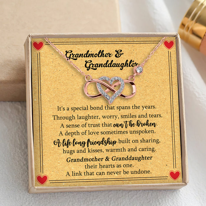 Grandmother & Granddaughter, A Link That Can Never Be Done - Gift For Grandma, Granddaughter, Mother's Day Gift - S925 Infinity Heart Necklace with Message Card