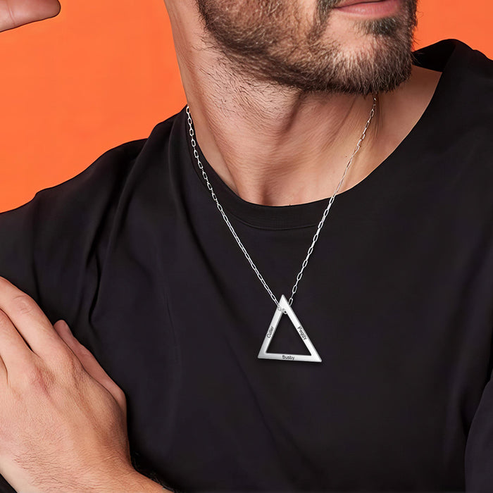 Dad The Man The Myth The Legend - Gift For Dad, Father's Day Gift - Personalized Names Triangle Necklace