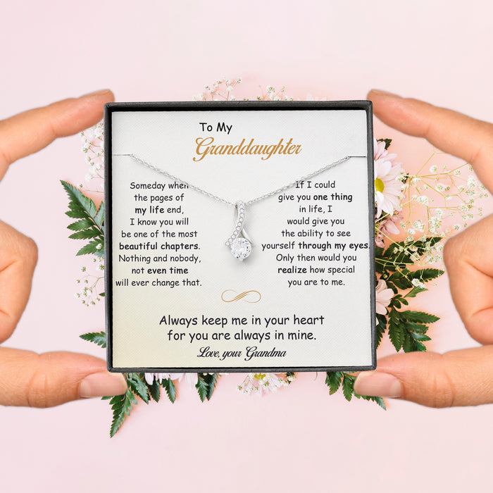 To My Granddaughter, You Are Always In Mine - Gift For Granddaughter From Grandma - Alluring Necklace with Message Card