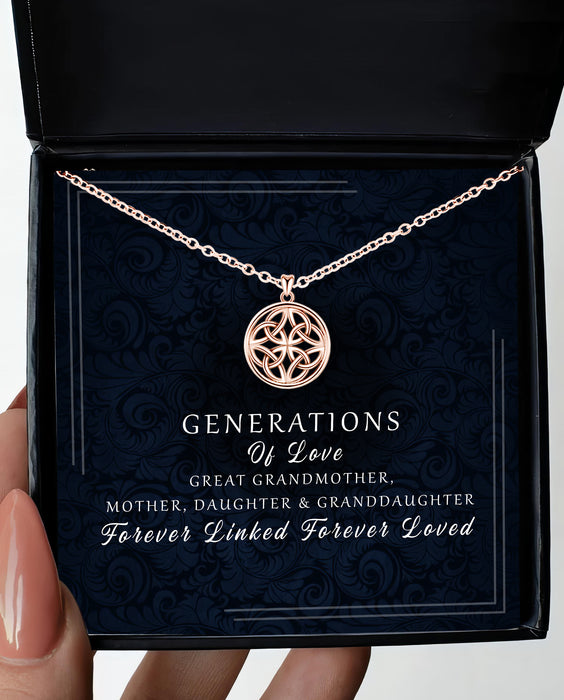 Generations Of Love - Gift For Mom, Grandma, Mother's Day Gift - Celtic Knot Generations Necklace with Message Card