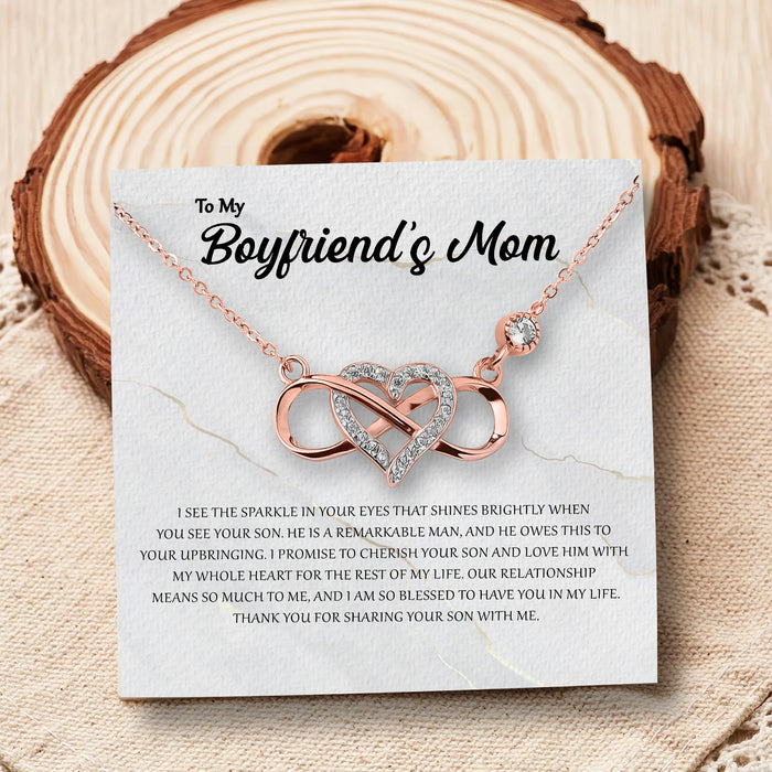 Thank You For Sharing Your Son With Me - Gift For Mother-in-law From Daughter-in-law, Mother's Day Gift - S925 Infinity Necklace with Message Card