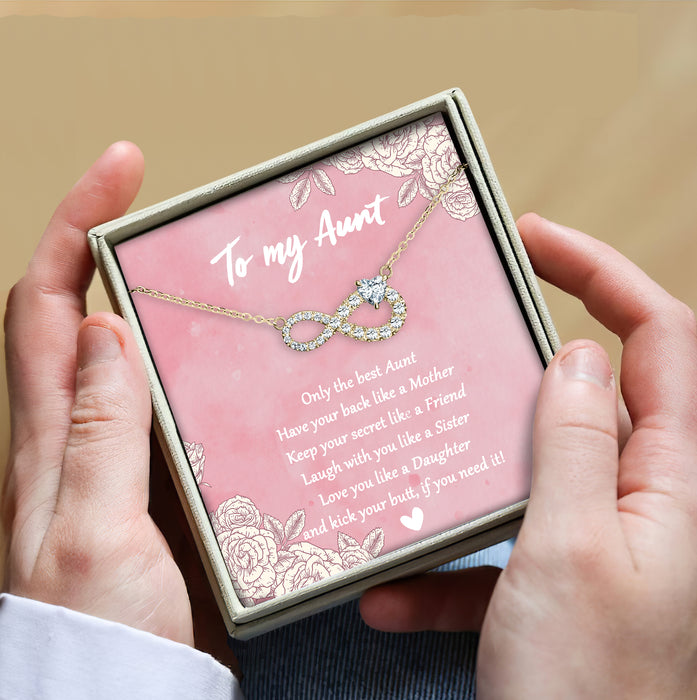 Only The Best Aunt Have Your Back Like A Mother - Gift For Aunt From Niece, Mother's Day Gift - S925 Infinity Necklace with Message Card