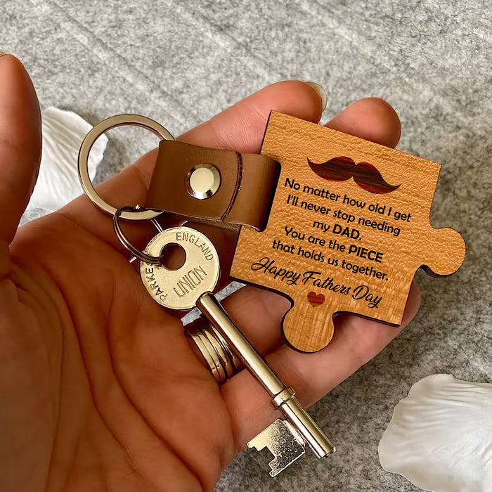 You Are The Piece That Holds Us Together, Happy Fathers Day - Gift For Dad, Father's Day Gift - Custom Wooden Puzzle Keychain