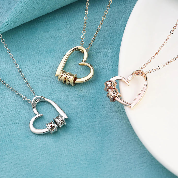 Mother, Daughter & Granddaughter Forever Linked Together - Gift For Mom, Mother's Day Gift - Engraved Names Heart Necklace with Message Card