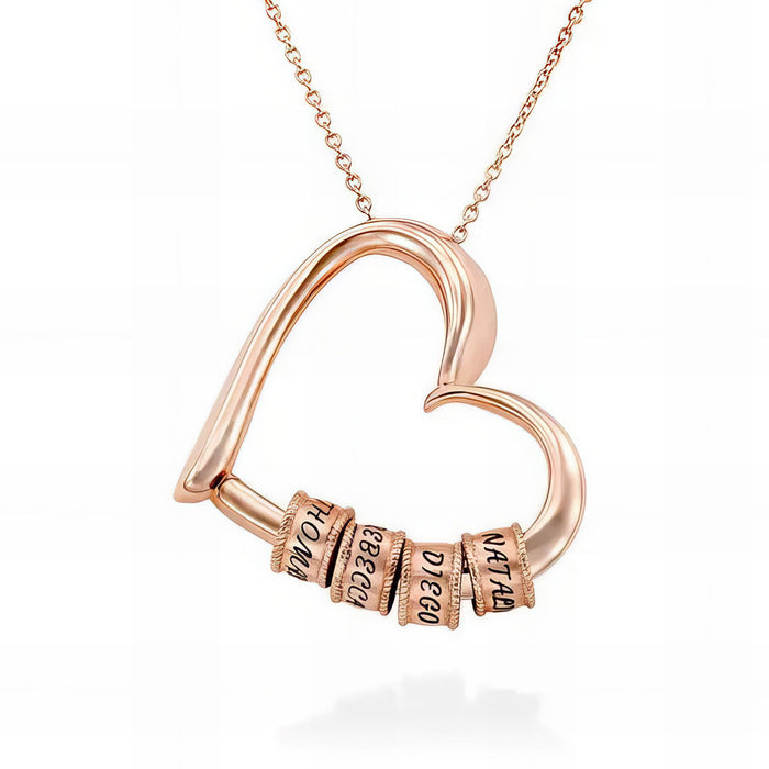 Wrap This Necklace Around Your Neck - Gift For Mom, Mother's Day Gift - Engraved Names Heart Necklace with Message Card