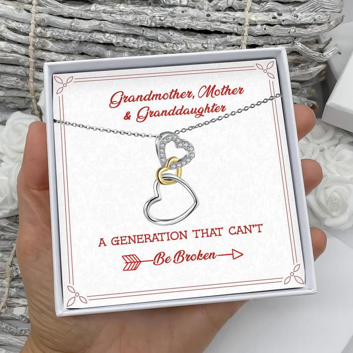A Generation That Can't Be Broken - Gift For Family, Mother, Daughter And Granddaughter, Mother's Day Gift - S925 3 Heart Generation Necklace with Message Card