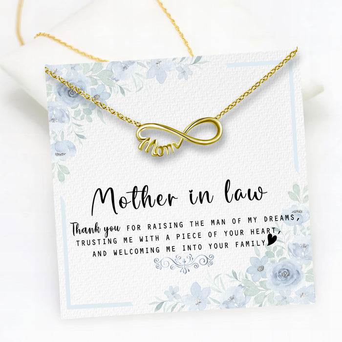 Thank You For Raising The Man Of My Dreams - Gift For Mother-in-law, Mother's Day Gift - Infinity Mom Necklace with Message Card