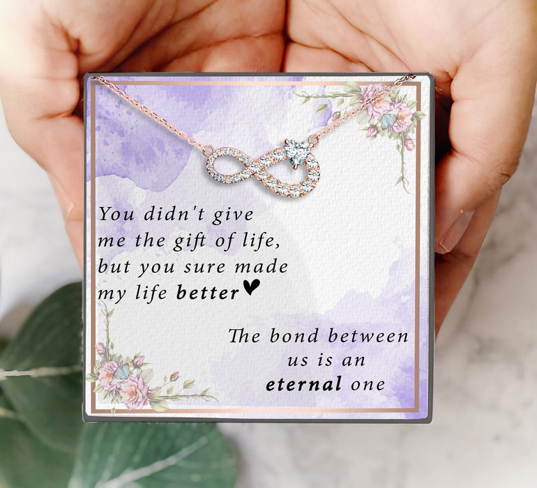 You Sure Made My Life Better - Gift For Stepmom, Bonus Mom, Mother's Day Gift - Infinity Cubic Necklace with Message Card