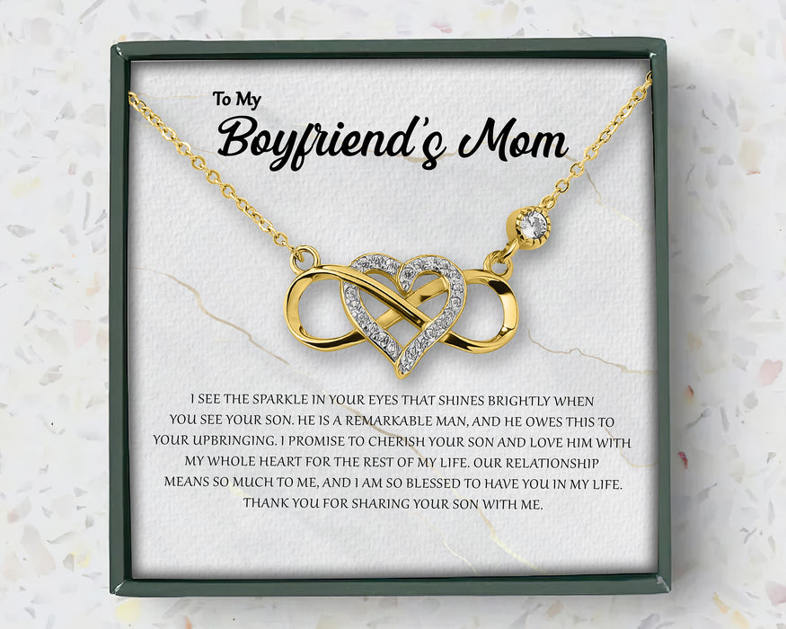 Thank You For Sharing Your Son With Me - Gift For Mother-in-law From Daughter-in-law, Mother's Day Gift - S925 Infinity Necklace with Message Card