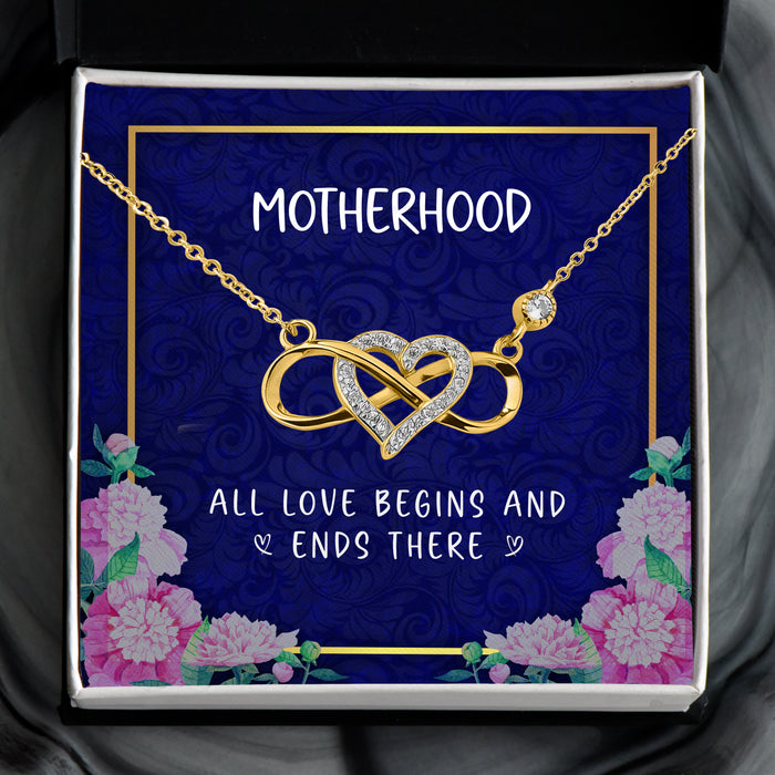 All Love Begins And Ends There - Gift For Mom, Mother's Day Gift - Infinity Heart Necklace with Message Card