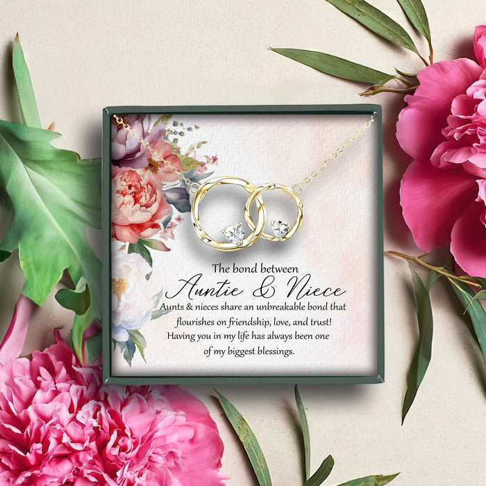 Aunts & Nieces Share A Unbreakable Bond - Gift For Aunt From Niece, Mother's Day Gift - S925 Double Circles Necklace with Message Card