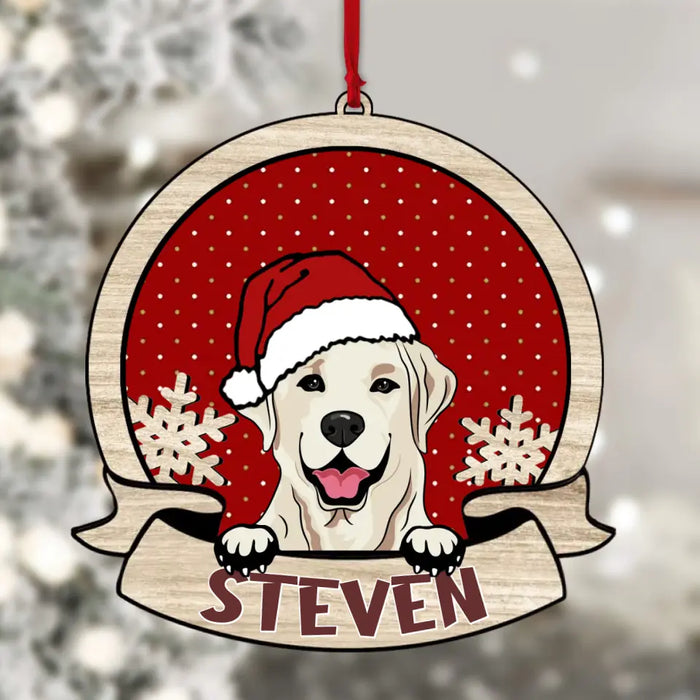 Christmas Peeking Dog- Personalized Layered Wood Ornament- Christmas Gift For Dog Lover
