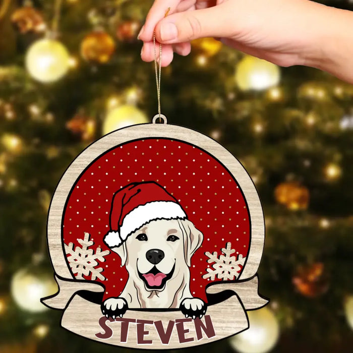 Christmas Peeking Dog- Personalized Layered Wood Ornament- Christmas Gift For Dog Lover