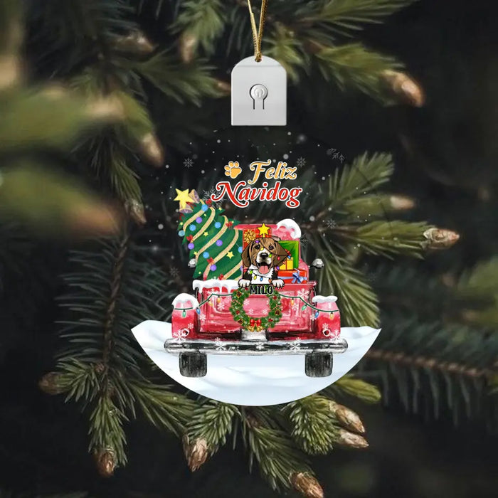 Feliz Navidog - Personalized Led Acrylic Ornament - Christmas Gift For Dog Lovers