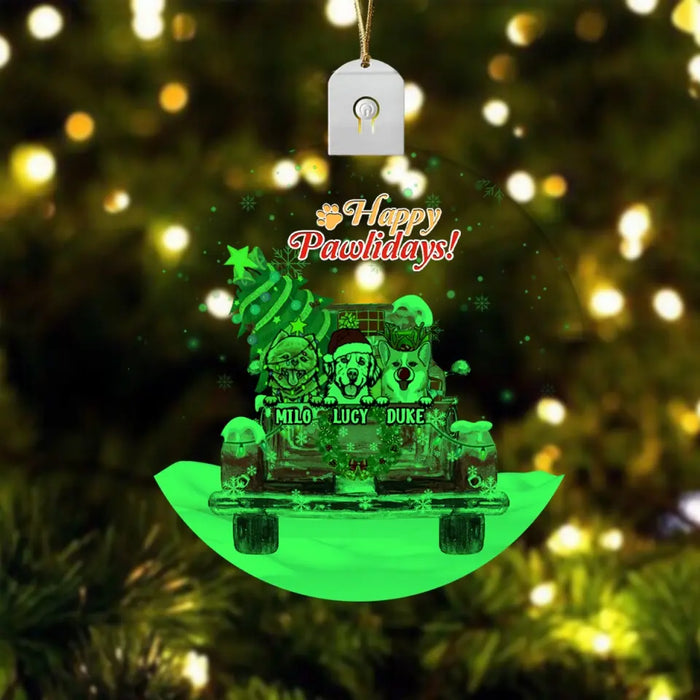 Feliz Navidog - Personalized Led Acrylic Ornament - Christmas Gift For Dog Lovers