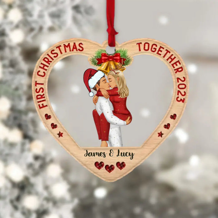 First Christmas Together 2023 - Personalized Shaped Wooden Ornament - Christmas Gift For Couples