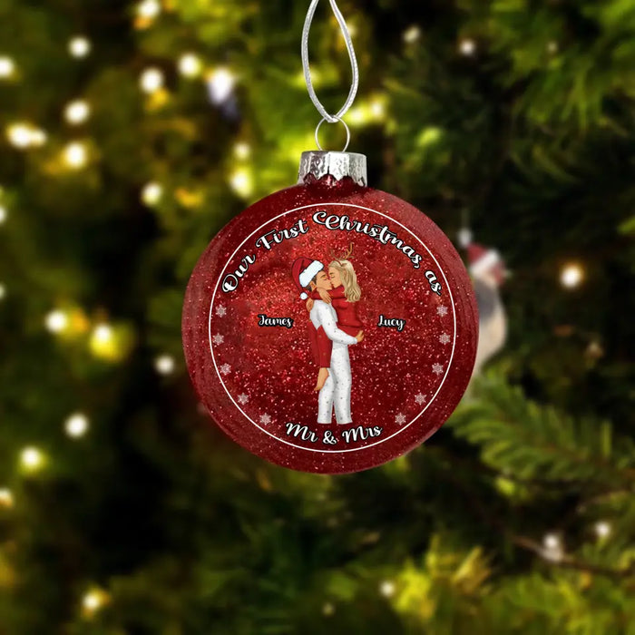 Our First Christmas As Mr and Mrs - Personalized Glitter Ornament - Christmas Gift For Couple
