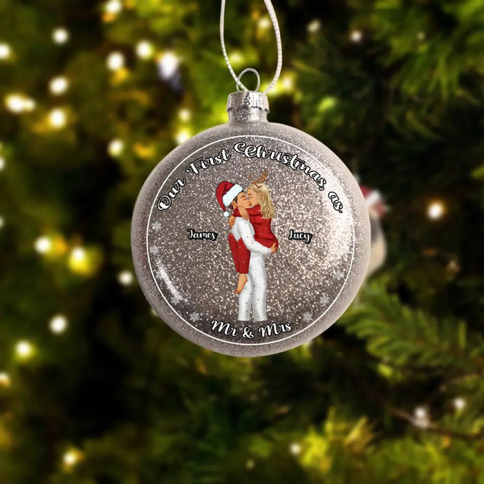 Our First Christmas As Mr and Mrs - Personalized Glitter Ornament - Christmas Gift For Couple