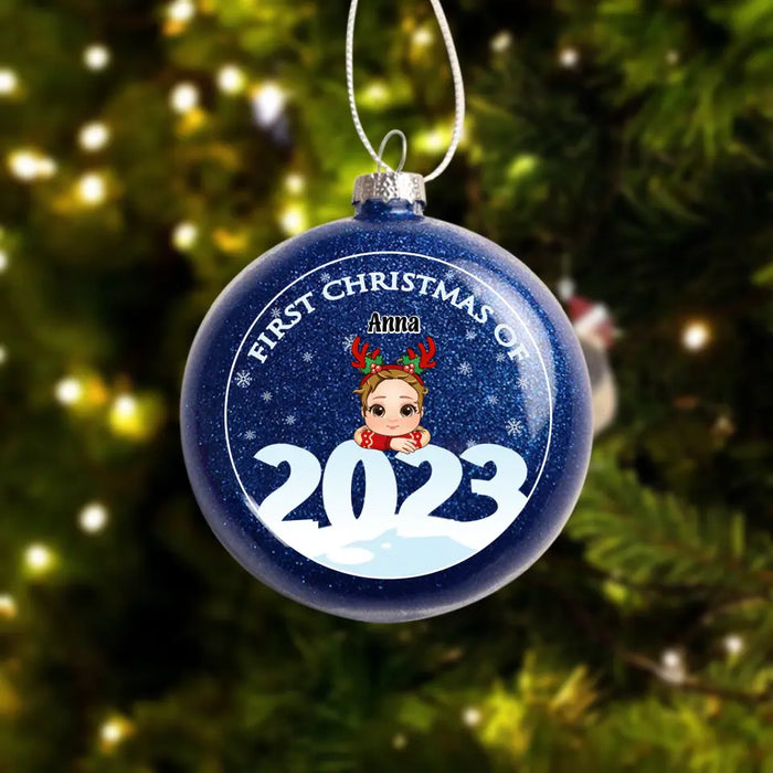 First Christmas Of Baby - Personalized Glitter Ornament - Christmas Gift For Family