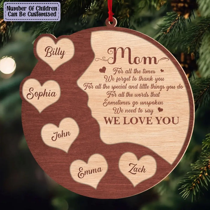 We Love You, Mom - Personalized 2-Layered Wood Ornament - Christmas Gift For Mom