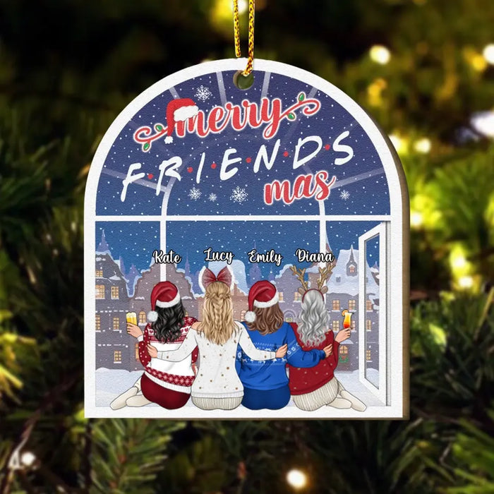 Merry Friendsmas - Personalized Shaped Wooden Ornament - Christmas Gift For Besties, Friends, BFF