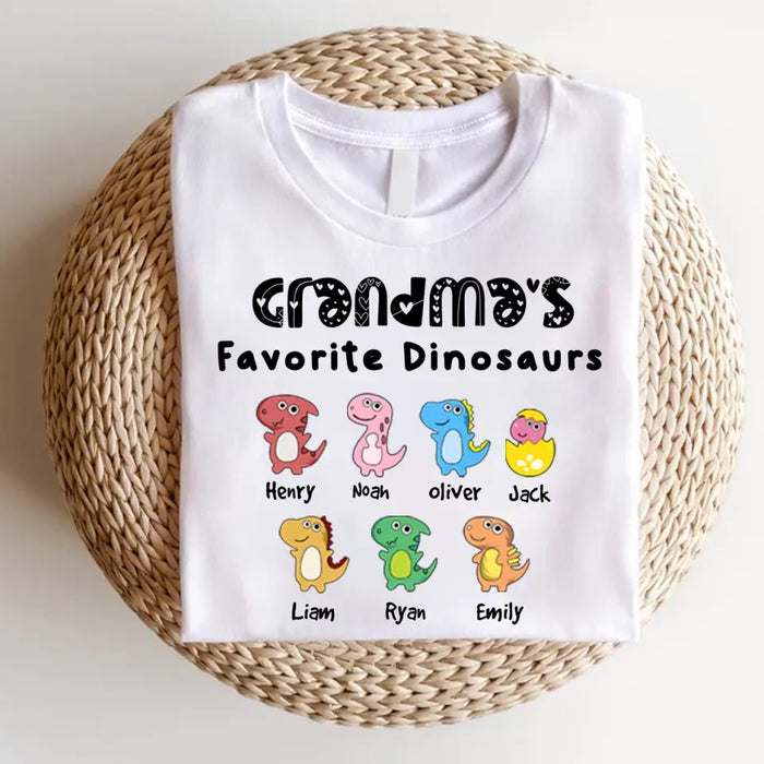 Grandma's Favorite Dinosaurs - Personalized Tshirt - Christmas Gift For Grandma