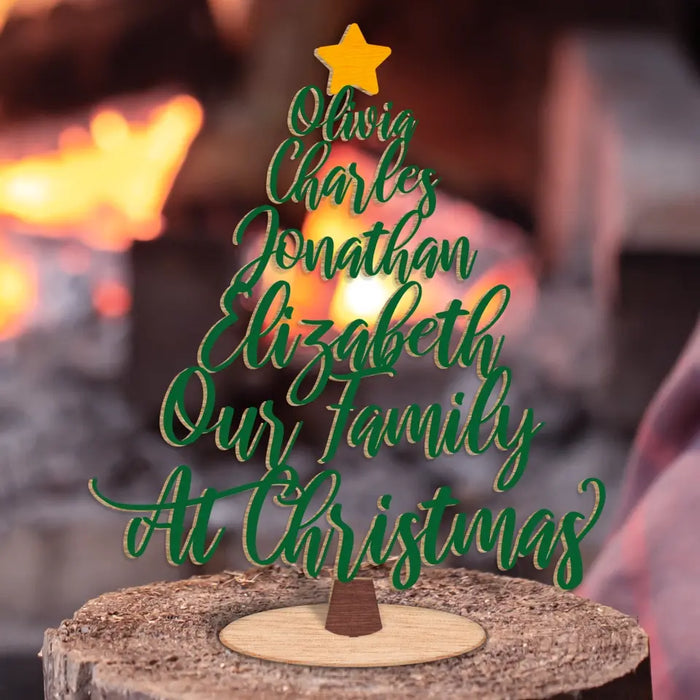 Our Family At Christmas - Personalized Wood Standing - Christmas Gift For Family