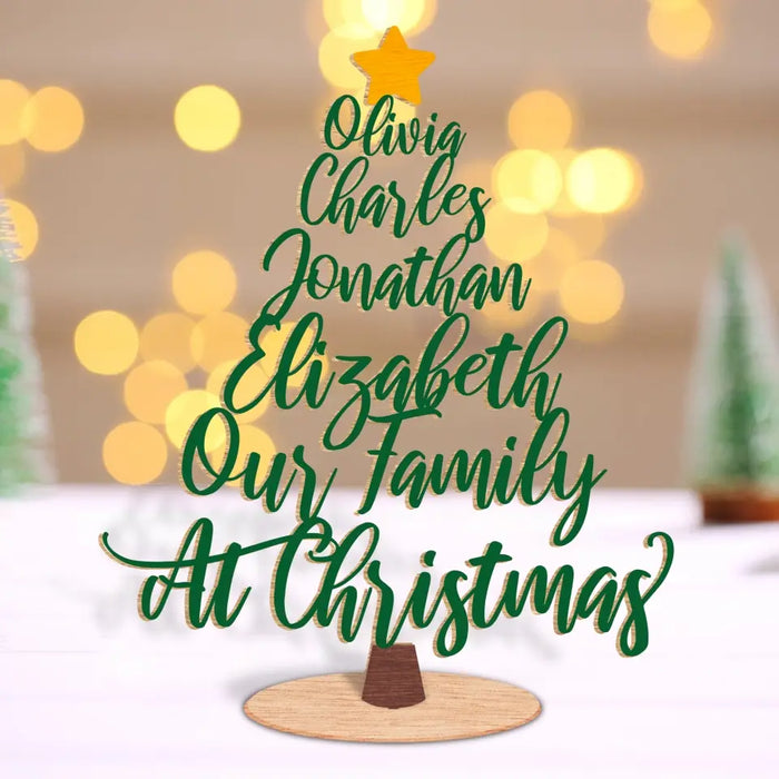 Our Family At Christmas - Personalized Wood Standing - Christmas Gift For Family