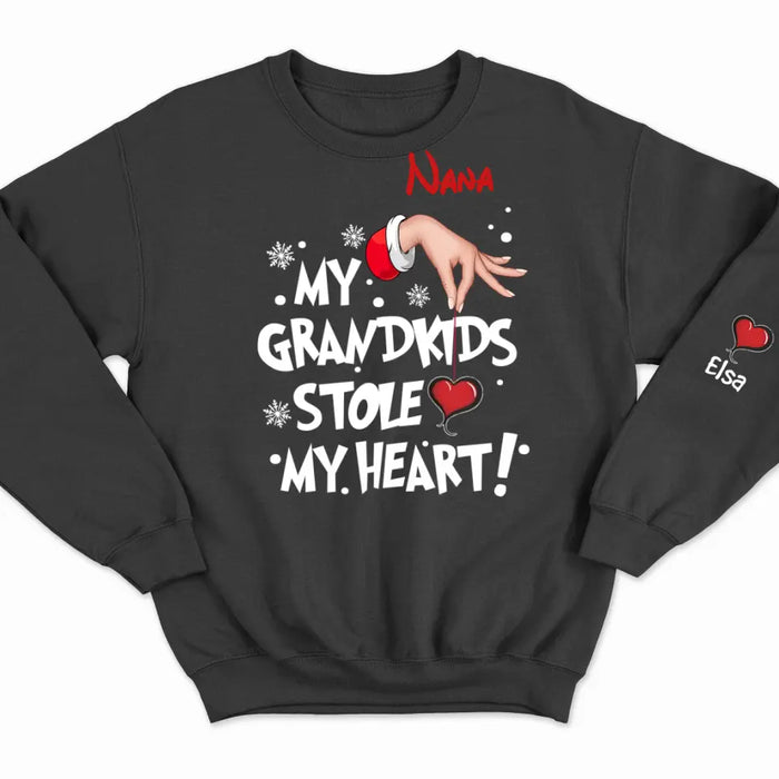 My Grandkids Stole My Heart - Personalized Sweatshirt - Christmas Gift For Grandma, Grandpa