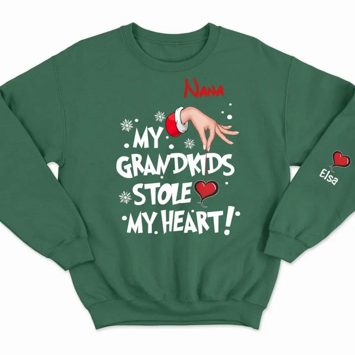 My Grandkids Stole My Heart - Personalized Sweatshirt - Christmas Gift For Grandma, Grandpa