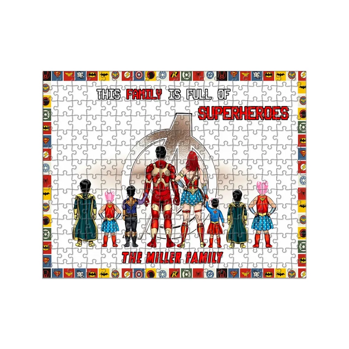 The Family Is Full Of Superheroes - Personalized Rectangle Puzzle - Chritstmas Gift For Family