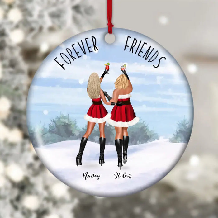Friendship Built On A Solid Foundation Of Alcohol - Personalized 2-sided Ceramic - Christmas Gift For Friends, Besties
