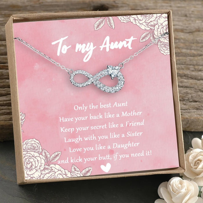 Only The Best Aunt Have Your Back Like A Mother - Gift For Aunt From Niece, Mother's Day Gift - S925 Infinity Necklace with Message Card