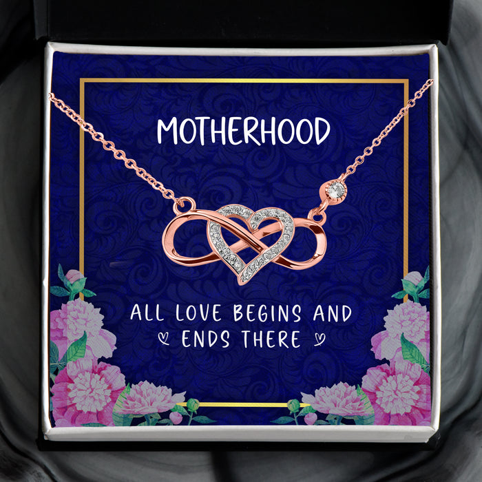 All Love Begins And Ends There - Gift For Mom, Mother's Day Gift - Infinity Heart Necklace with Message Card