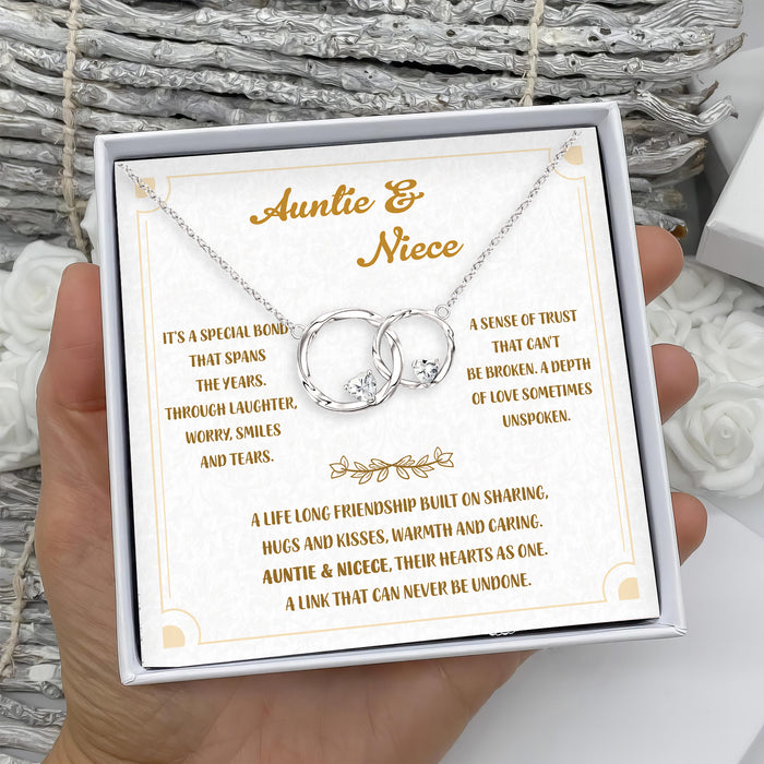 Auntie & Niece Their Hearts As One, A Link That Can Never Be Undone - Gift For Aunt From Niece, Mother's Day Gift - S925 Double Circles Necklace with Message Card