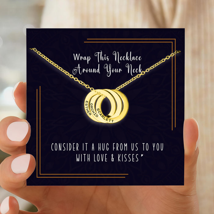 Consider It A Hug From Us To You With Love & Kisses  - Gift For Mom, Mother's Day Gift - Custom Names Chain Family Necklace with Message Card
